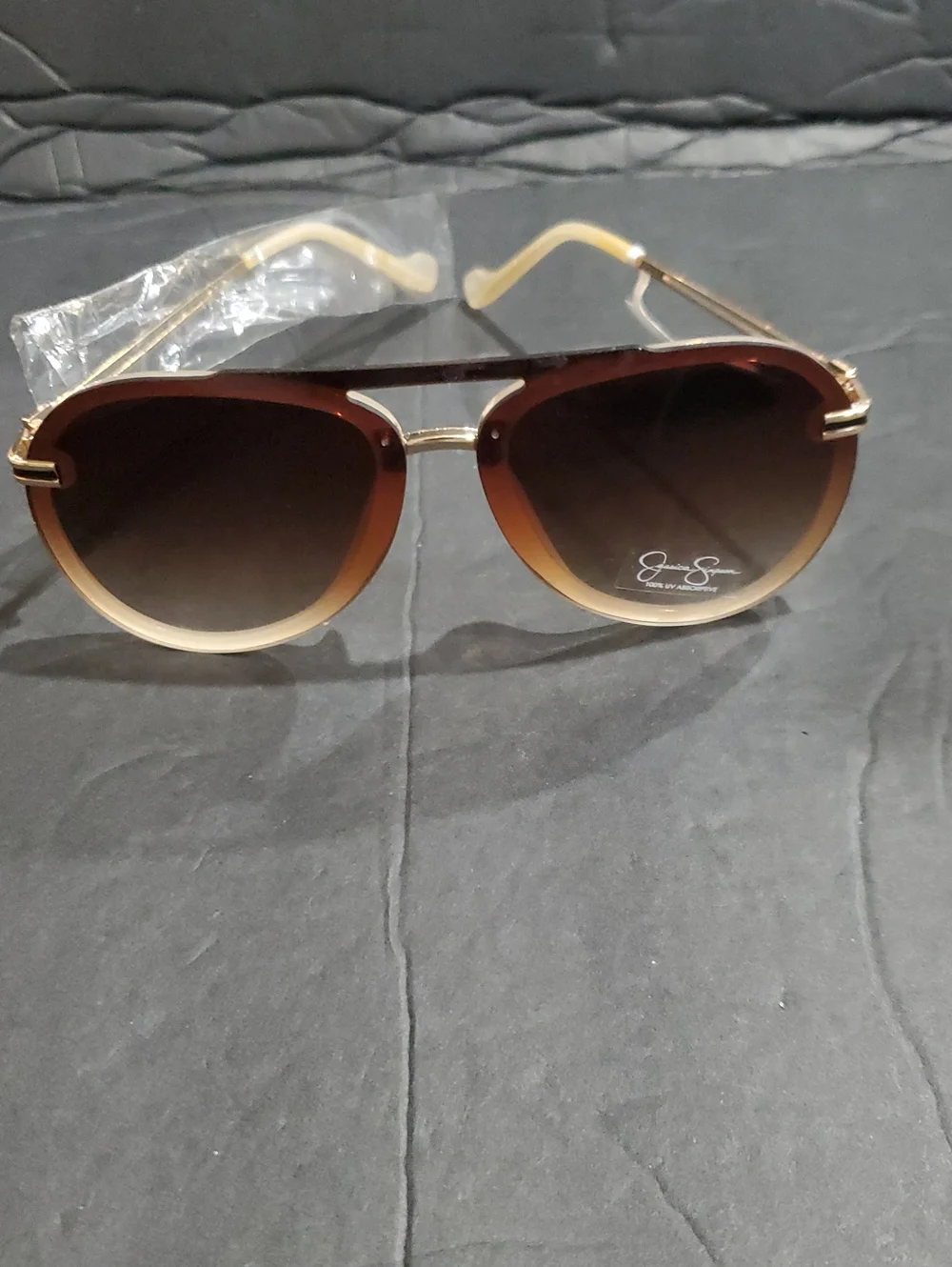 Jessica Simpson j6195 nude rimless brown‎ fade gradient aviator style sunglasses